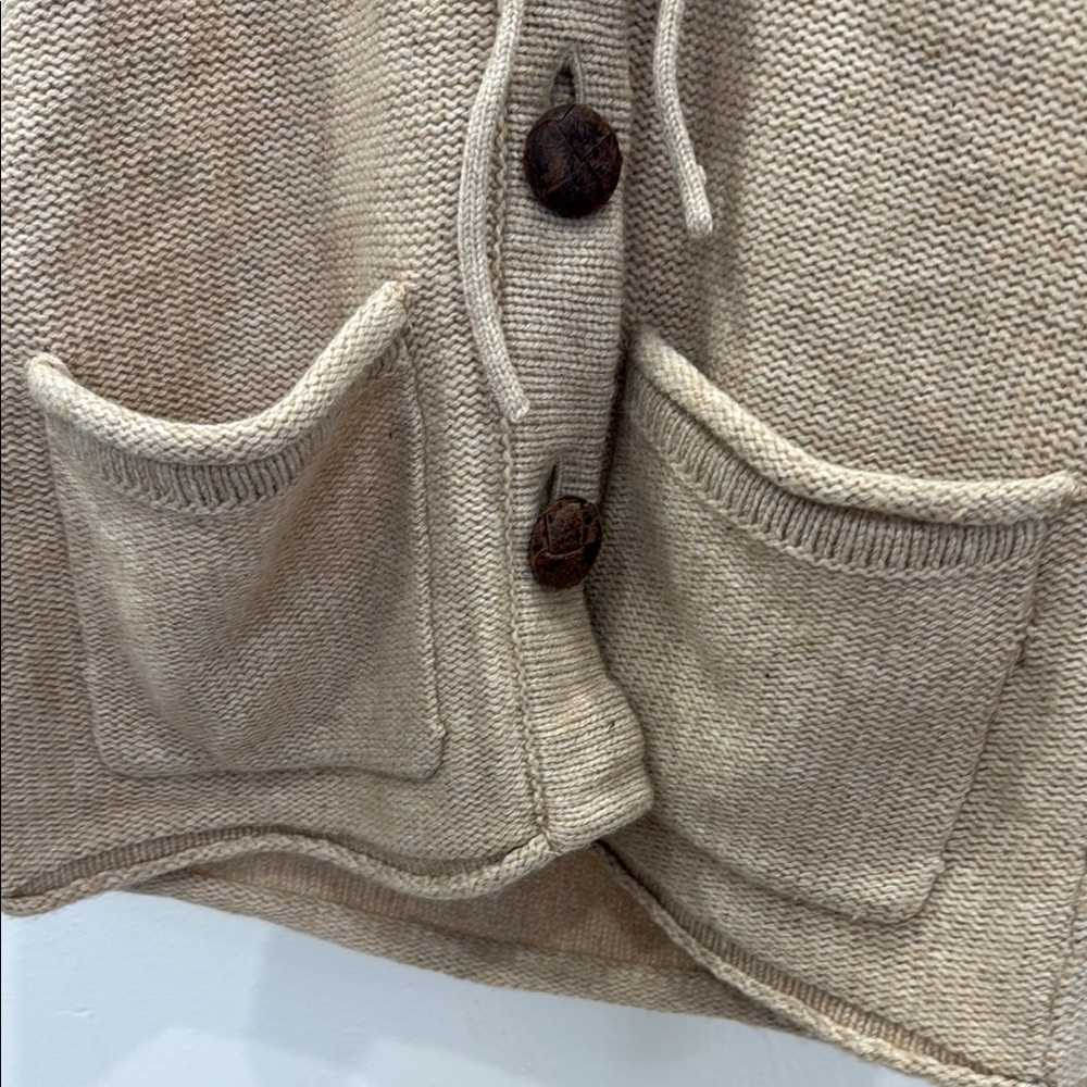Banana Republic Tan Hooded Knit Lambs Wool Vest with Pockets - Picture 4 of 7